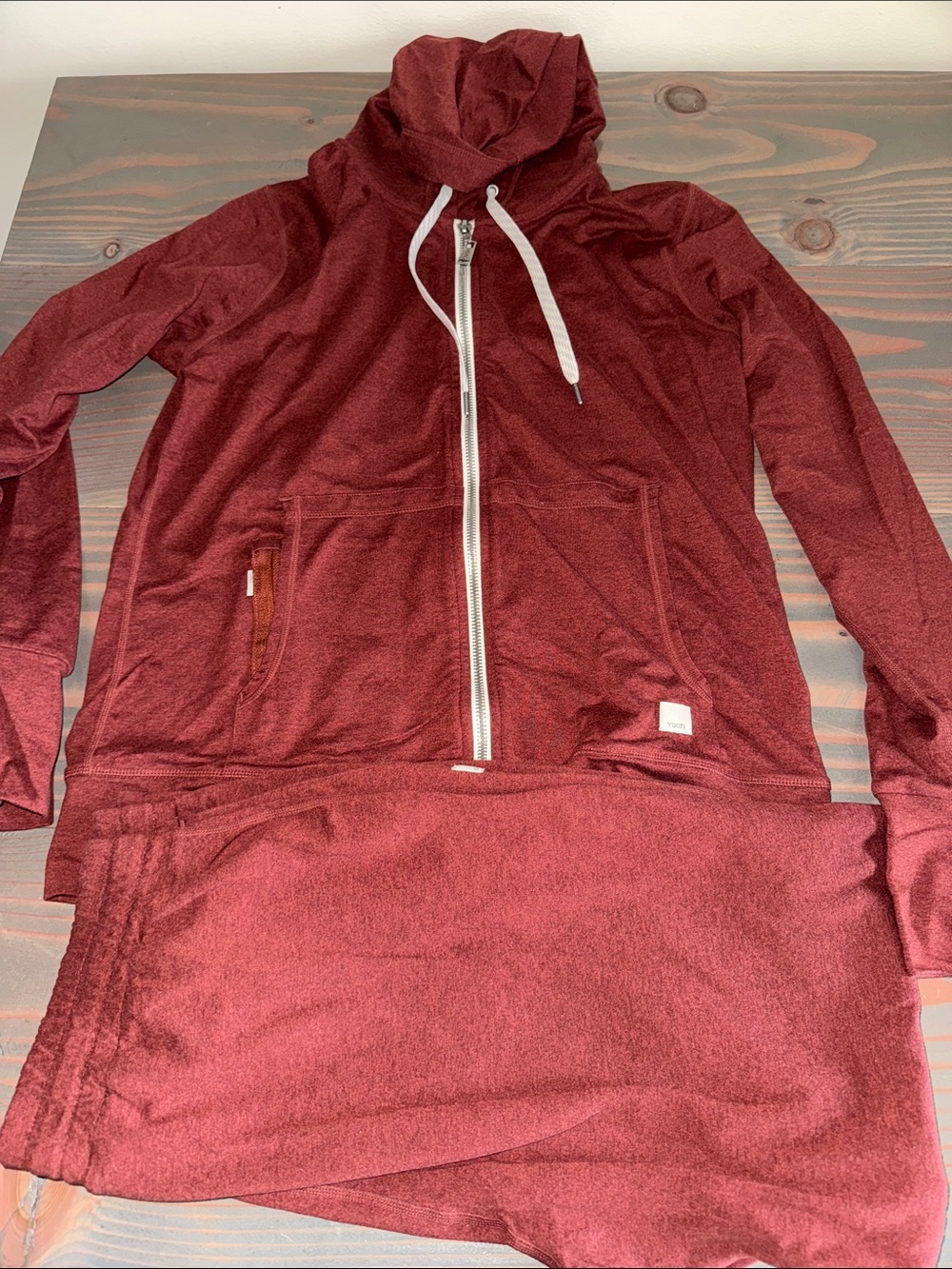 Vuori Maroon Zip-Up Hoodie Set